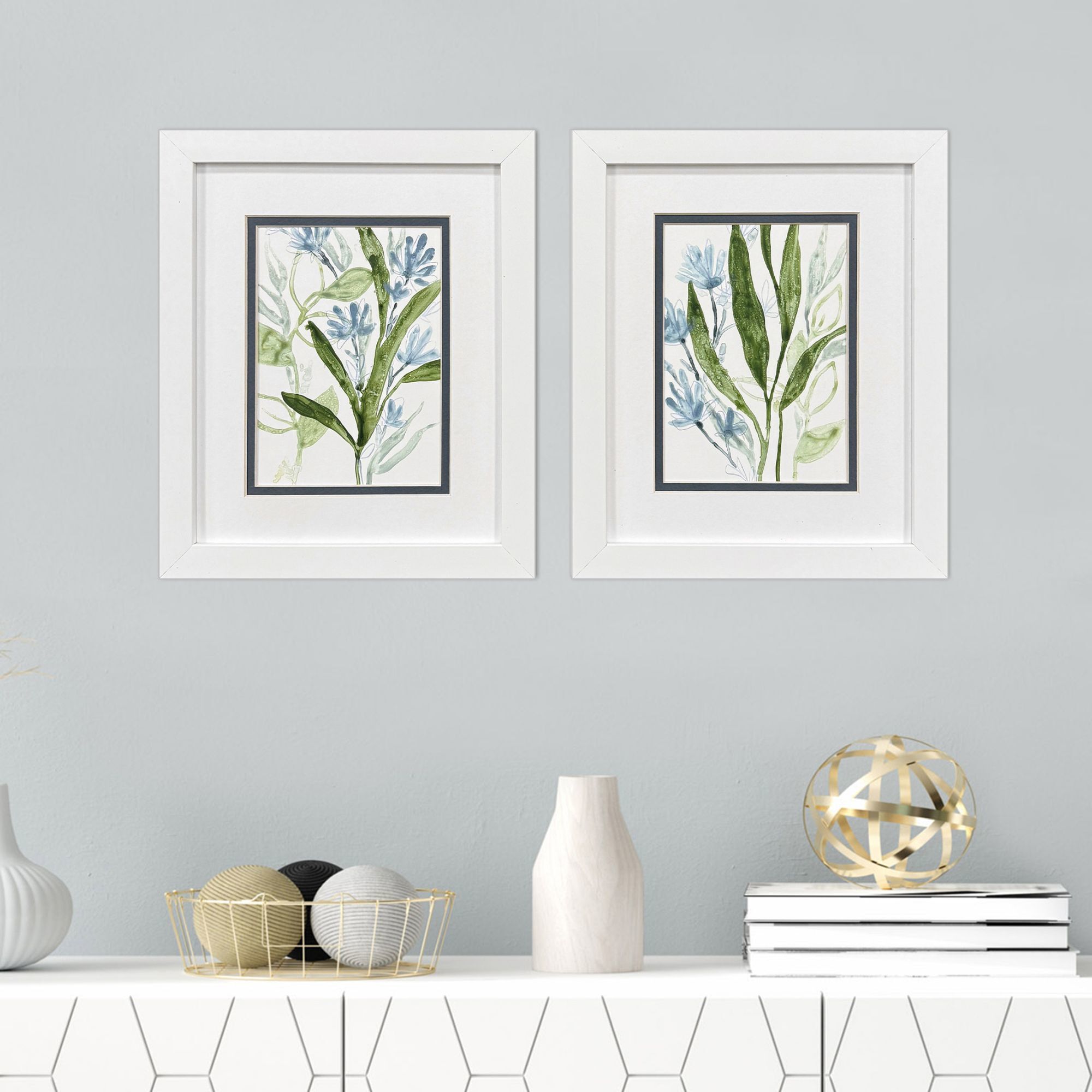 Meadow Blues Blue and Green Framed Art, Propac