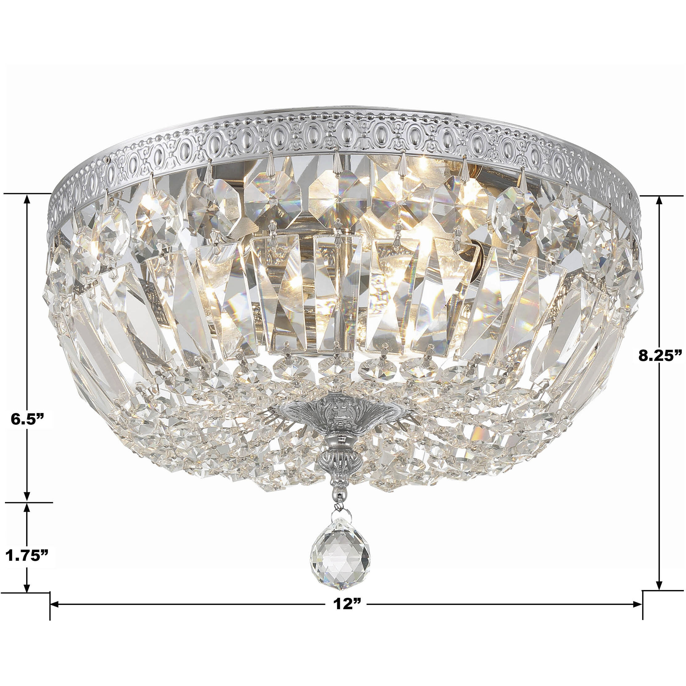 Everett 3 Light 12 inch Chrome Flush Ceiling Light