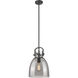 Downtown Urban Newton Bell 1 Light 10 inch Matte Black Mini Pendant Ceiling Light in Plated Smoke