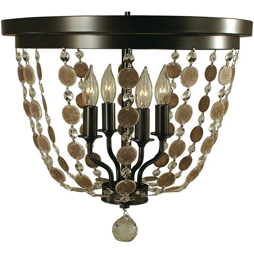 Naomi 4 Light 15 inch Mahogany Bronze Flush Mount Ceiling Light