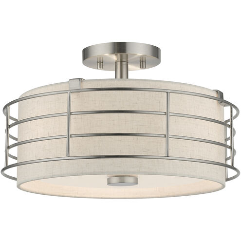 Blanchard 3 Light 15 inch Brushed Nickel Semi Flush Mount Ceiling Light, Large