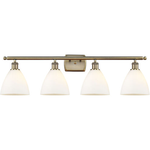 Ballston Ballston Dome 4 Light 38 inch Antique Brass Bath Vanity Light Wall Light in Matte White Glass