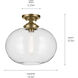 Avery 1 Light Natural Brass Semi Flush Ceiling Light