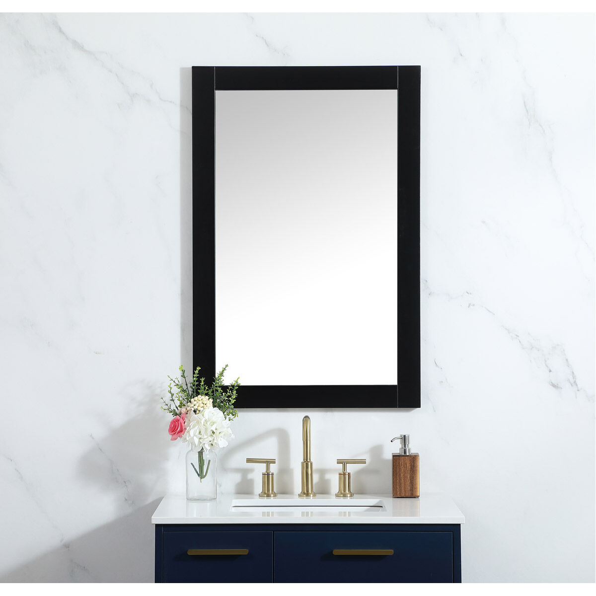 Aqua 36 X 24 inch Black Vanity Mirror