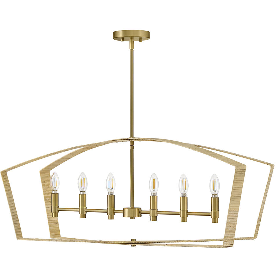 Sammi 6 Light 40 inch Lacquered Brass Chandelier Ceiling Light