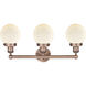 Beacon 3 Light 24.5 inch Antique Copper Bath Vanity Light Wall Light in Matte White