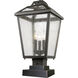 Bayland 3 Light 21.5 inch Oil Rubbed Bronze Outdoor Pier Mounted Fixture in 9.45