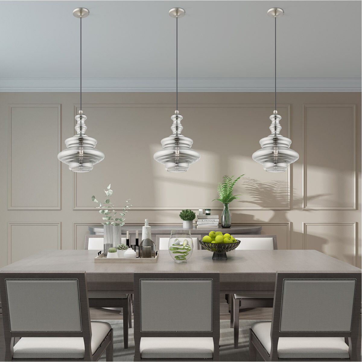 Art Glass 1 Light 12 inch Brushed Nickel Mini Pendant Ceiling Light