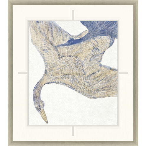 Plumage Beige and Blue and White Framed Art