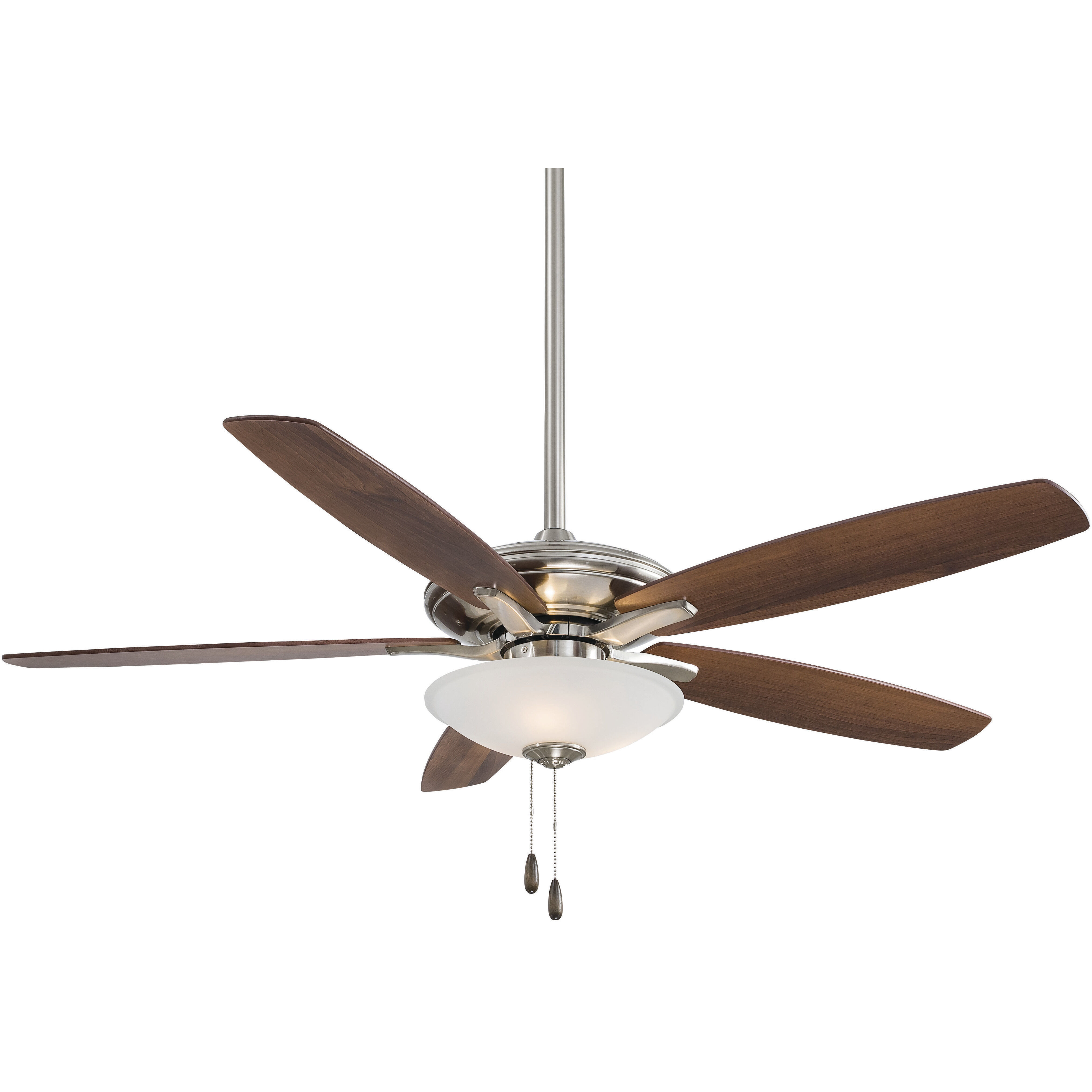 Mojo 52 inch Brushed Nickel with Brushed Nickel/Dark Walnut Blades Ceiling Fan
