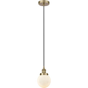 Edison Beacon 1 Light 6 inch Antique Brass Mini Pendant Ceiling Light