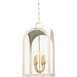 Lincroft 4 Light 12.25 inch Vintage Gold Leaf and Soft Sand Hanging Lantern Ceiling Light