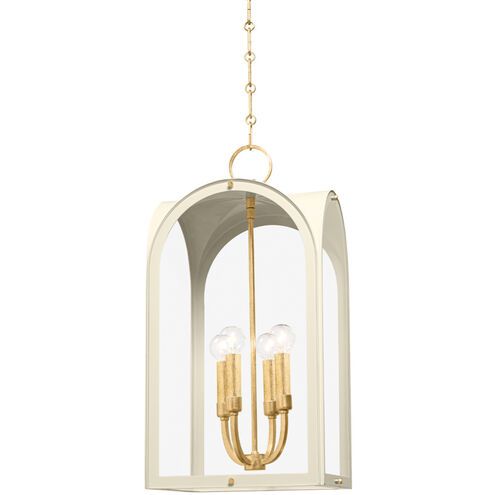 Lincroft 4 Light 12.25 inch Vintage Gold Leaf and Soft Sand Hanging Lantern Ceiling Light