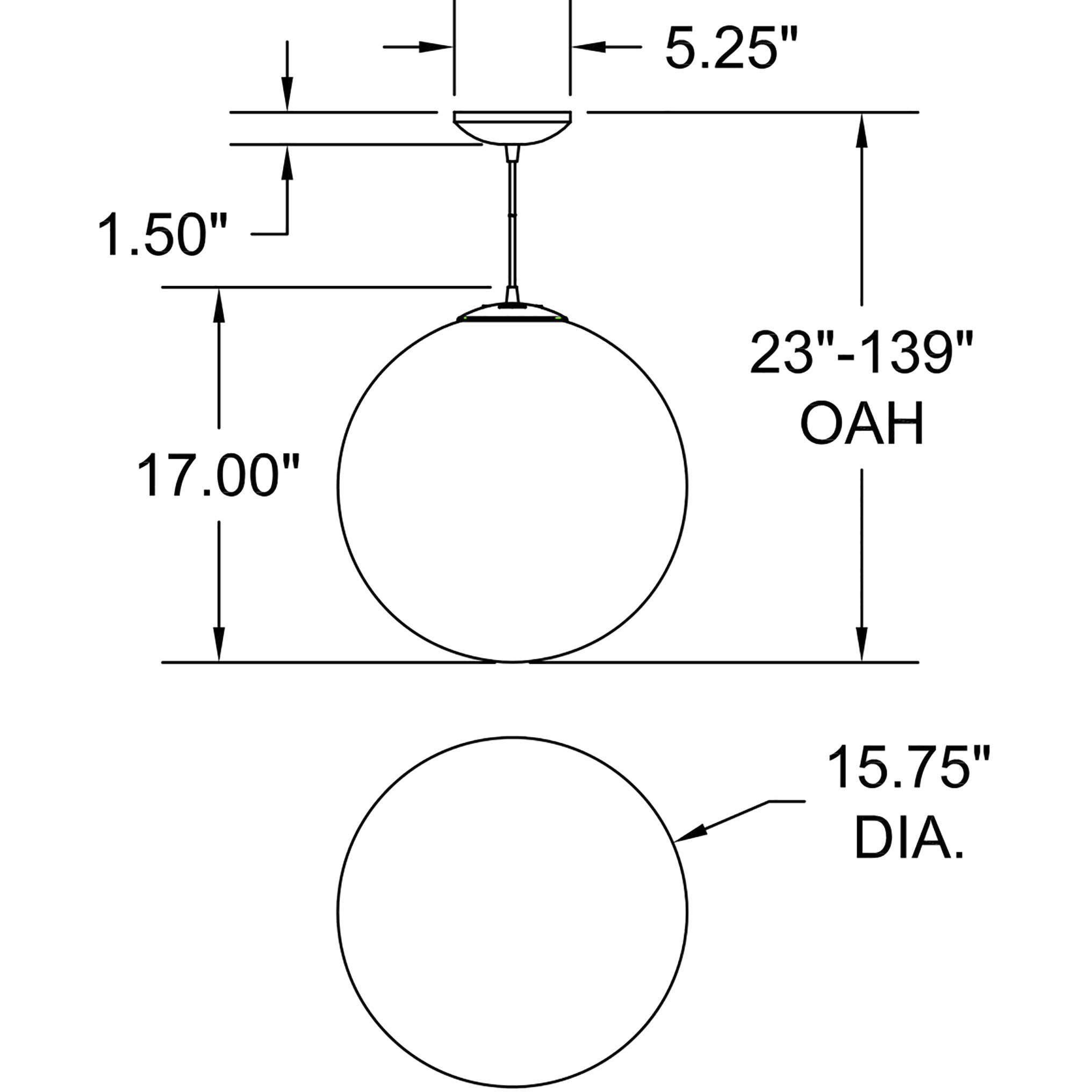 Pearl 15.75 inch Matte Black Pendant Ceiling Light