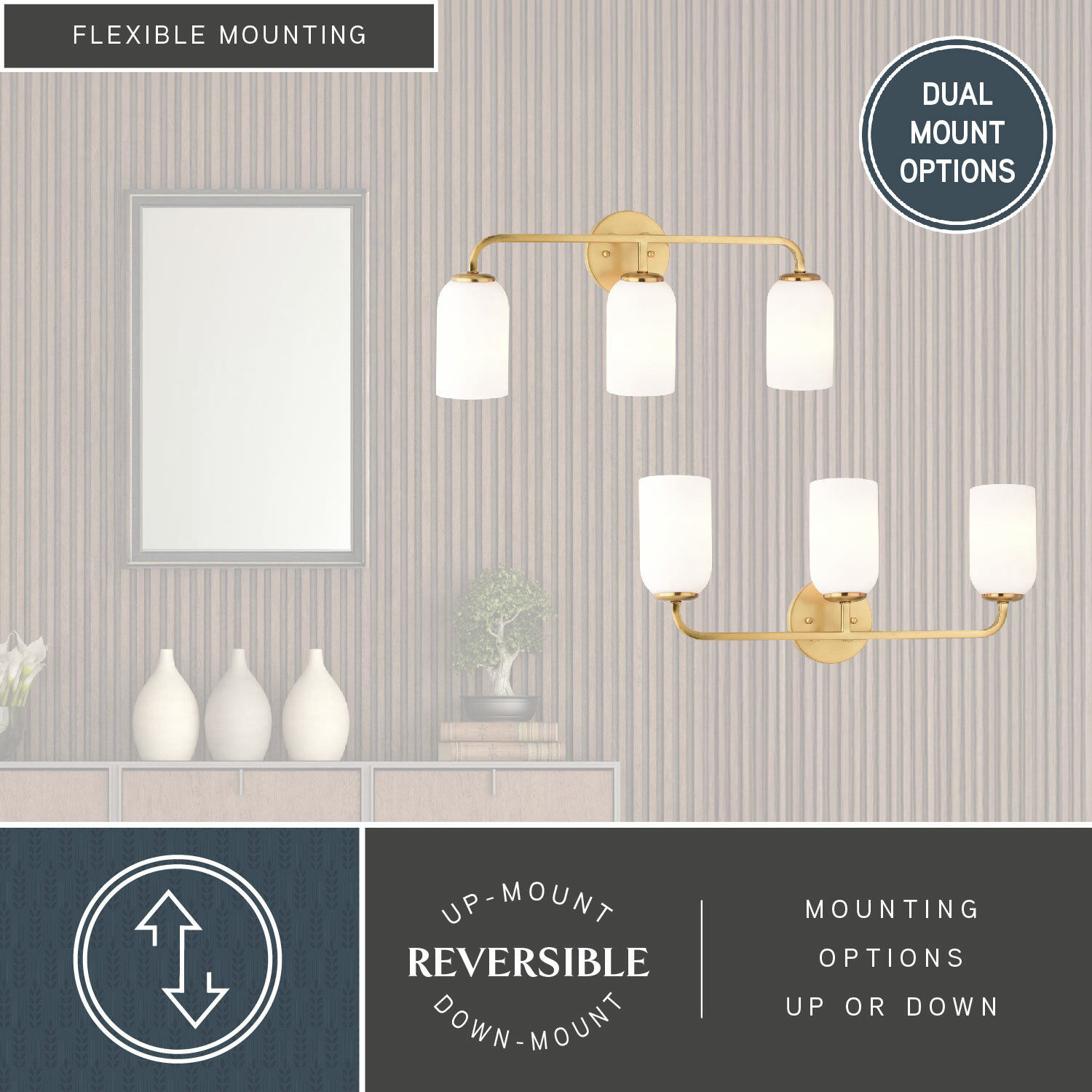 Shelby LED 23 inch Natural Brass Bathroom Light Wall Light