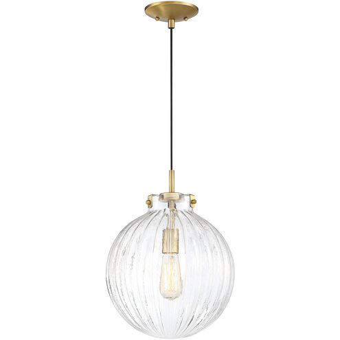 Industrial 1 Light 12 inch Natural Brass Mini-Pendant Ceiling Light