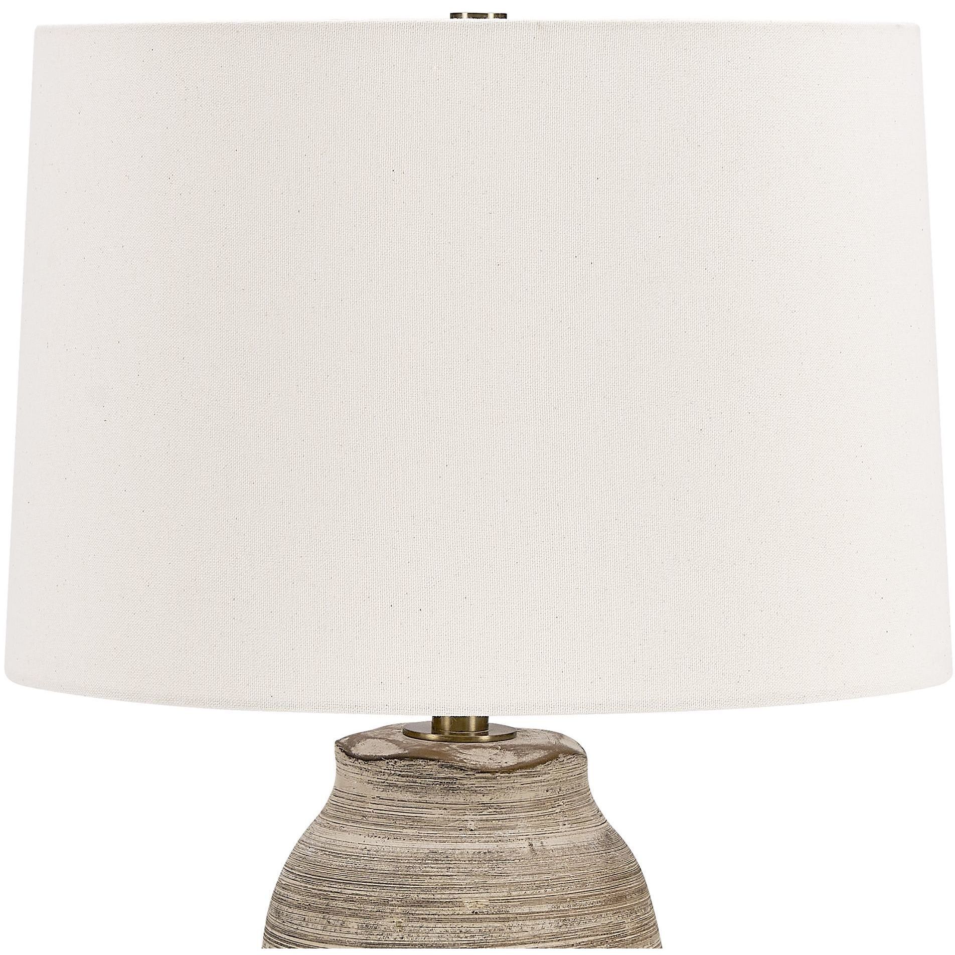 Tonachio 25.25 inch 150 watt Light Gray Wash and Brass Table Lamp Portable Light