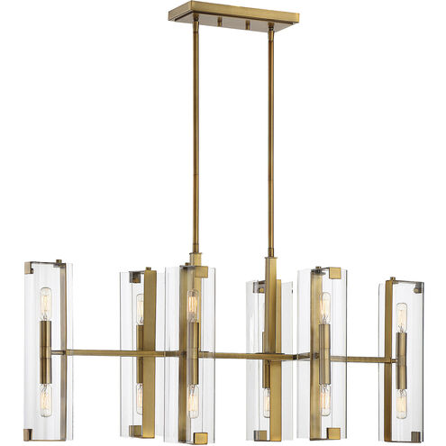 Winfield 12 Light 38 inch Warm Brass Linear Chandelier Ceiling Light, Essentials
