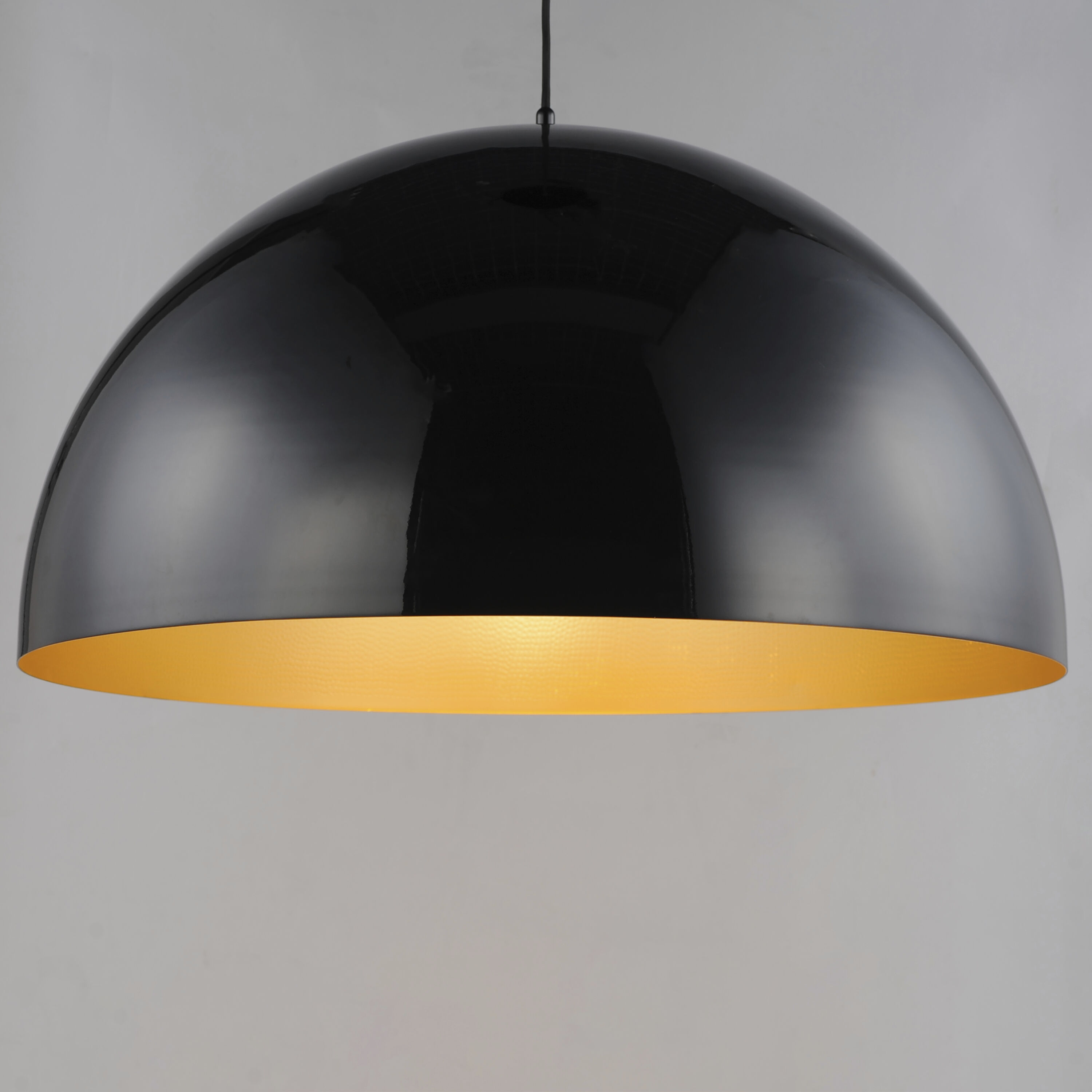 Hemisphere LED 31 inch Gloss Black with Gold Single Pendant Ceiling Light