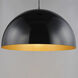 Hemisphere LED 31 inch Gloss Black with Gold Single Pendant Ceiling Light