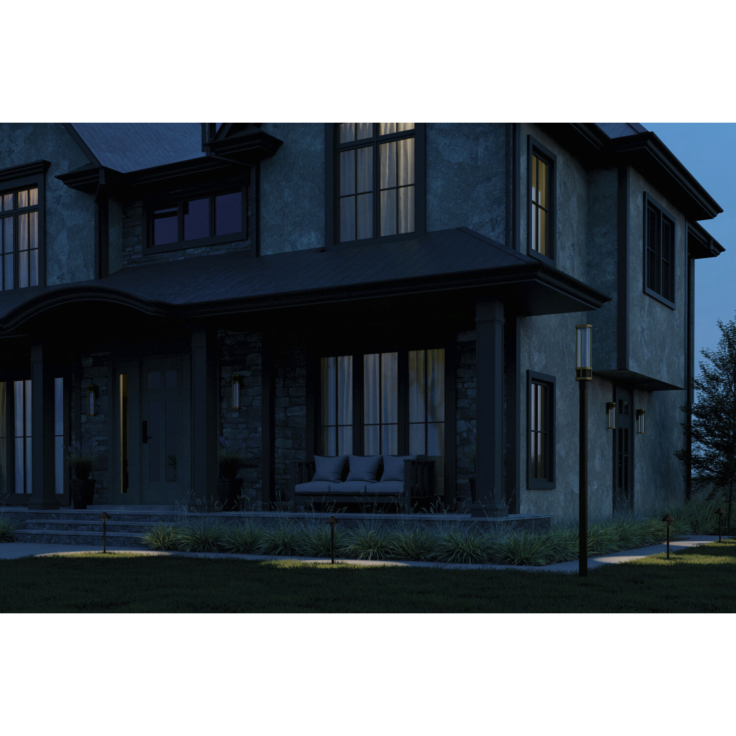 Camillo LED 20 inch Black Textured Outdoor Wall, Large