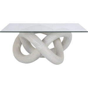 Knotty 36 X 36 inch White with Clear Coffee Table