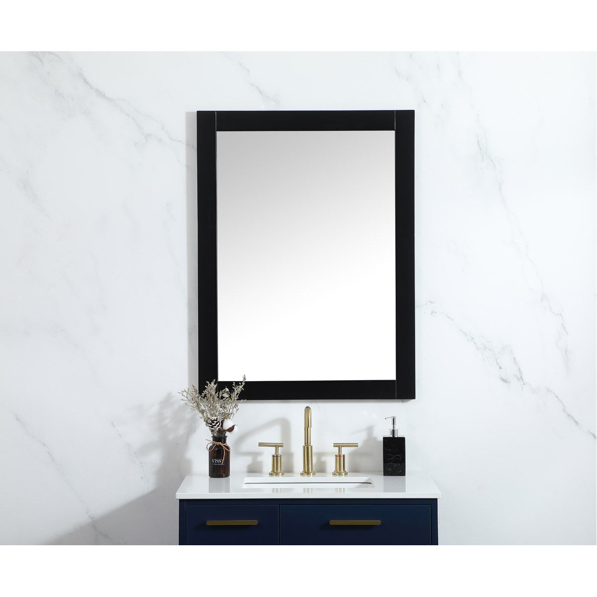 Aqua 36 X 27 inch Black Vanity Mirror
