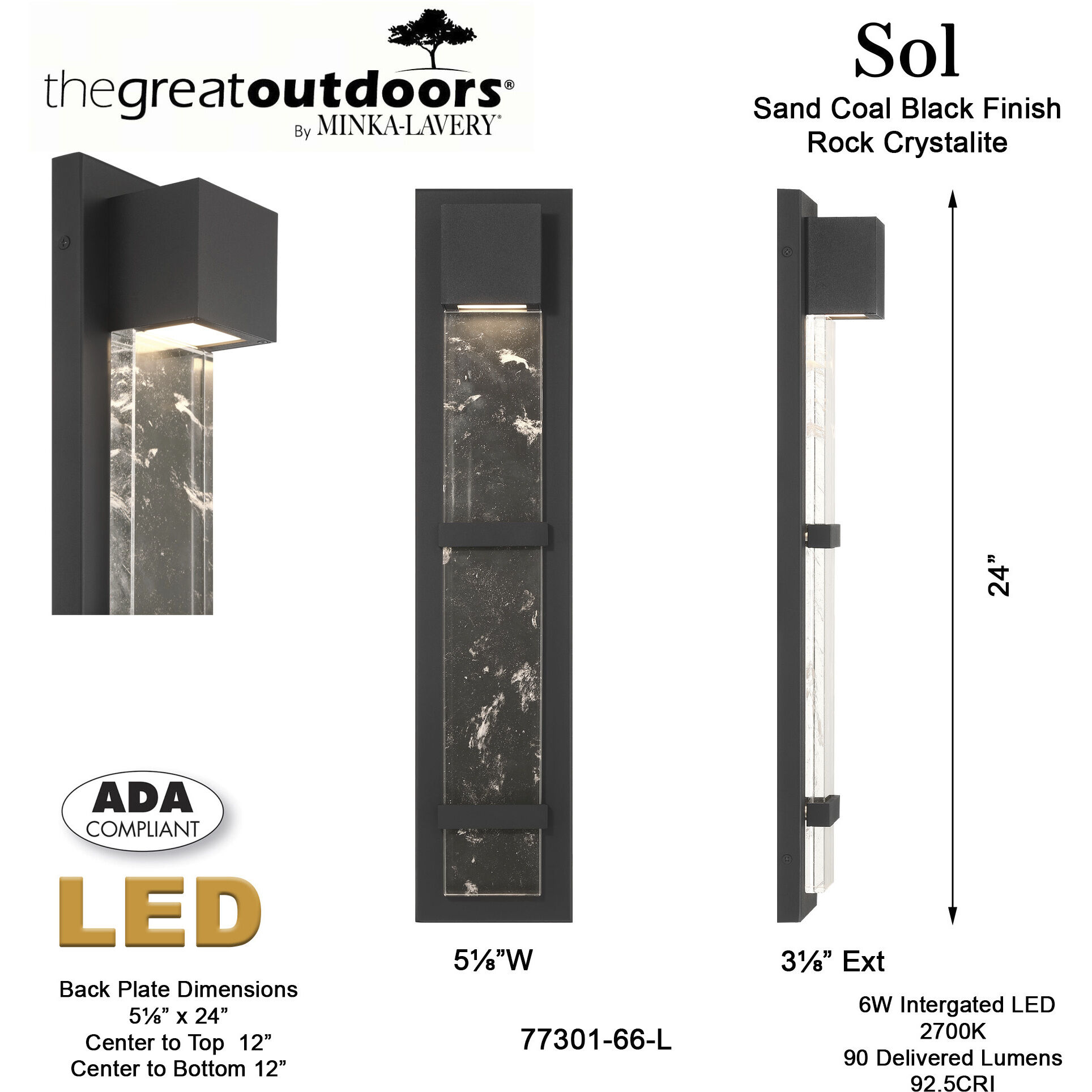 Sol Outdoor Wall Sconce in Sand Coal, Great Outdoors
