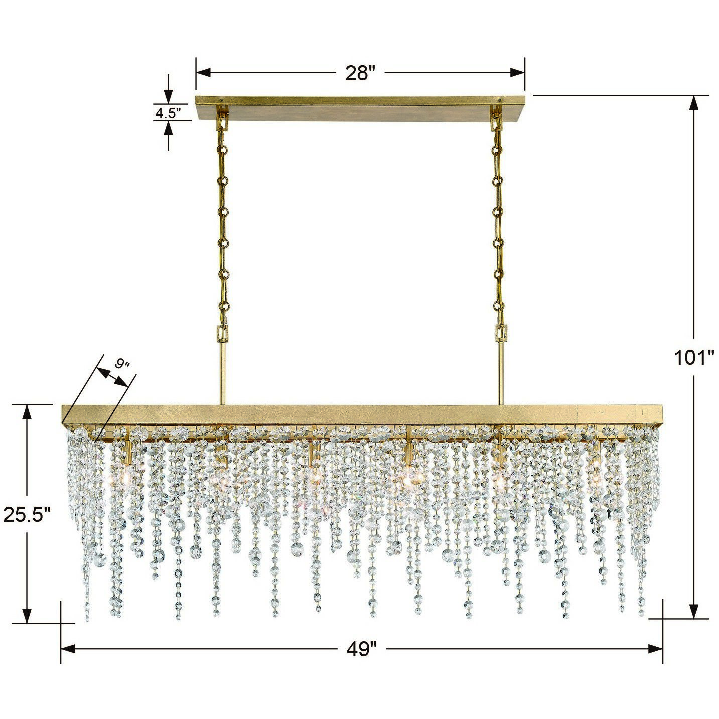 Winham 6 Light 49 inch Antique Gold Linear Chandelier Ceiling Light