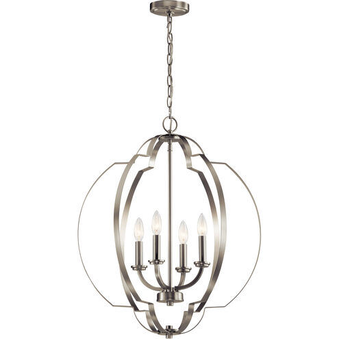 Voleta 4 Light 22 inch Brushed Nickel Large Foyer Pendants Ceiling Light, Large