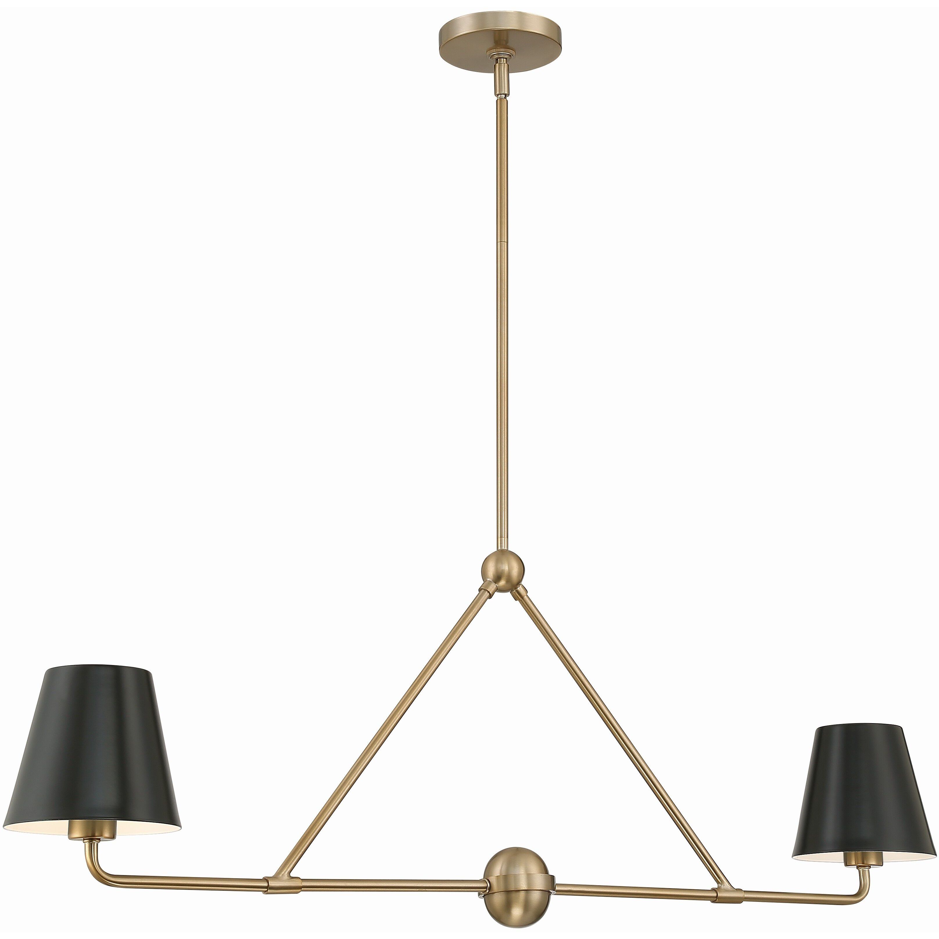 Xavier 2 Light 42 inch Vibrant Gold Linear Chandelier Ceiling Light