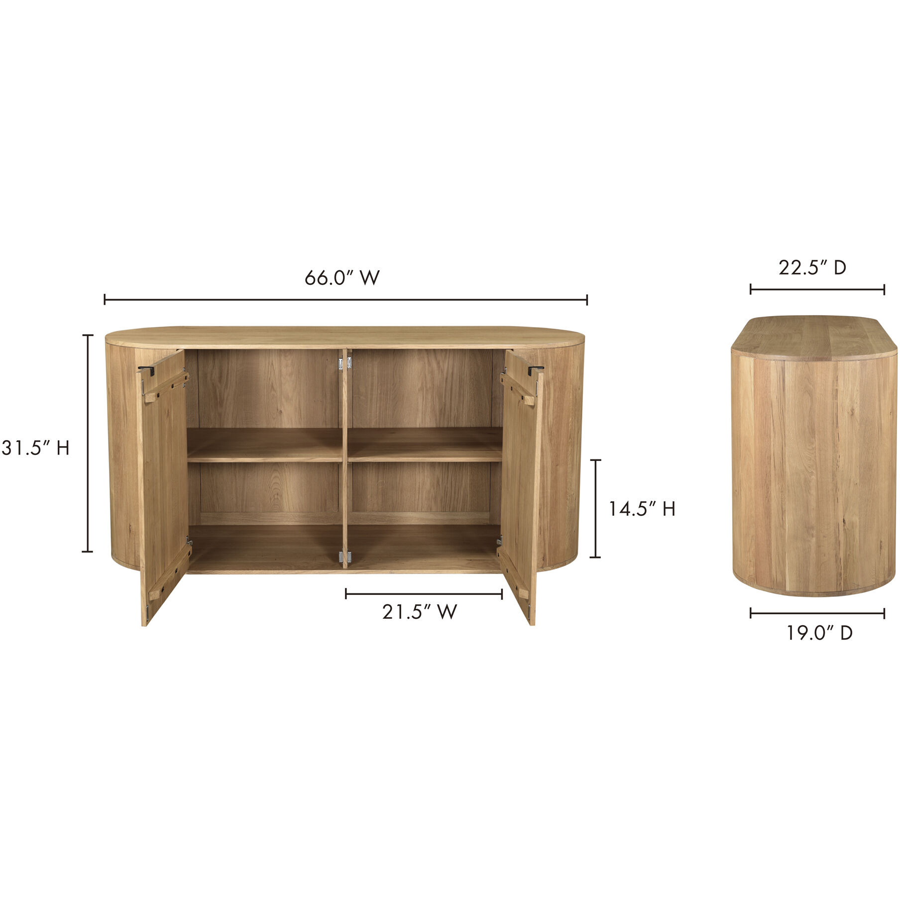 Theo 66 X 23 inch Wood - Natural Sideboard
