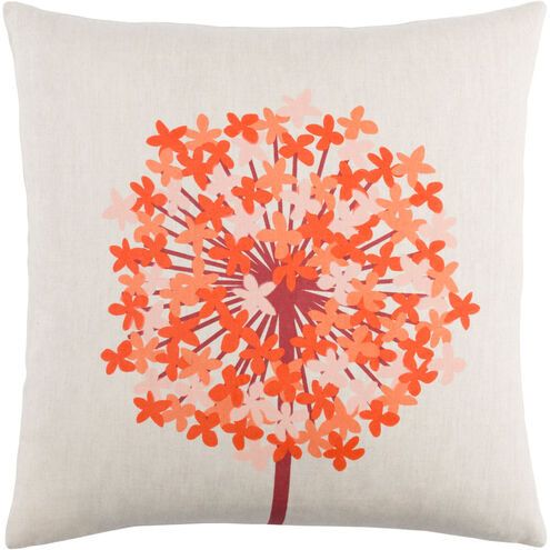 Agapanthus 22 X 22 inch Dark Red and Bright Orange Throw Pillow