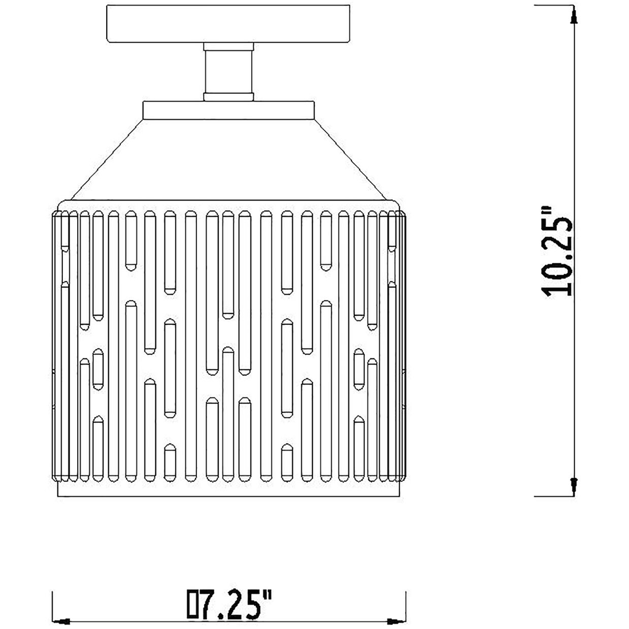 Ele 1 Light 7.25 inch Brushed Gold Semi-Flush Mount Ceiling Light