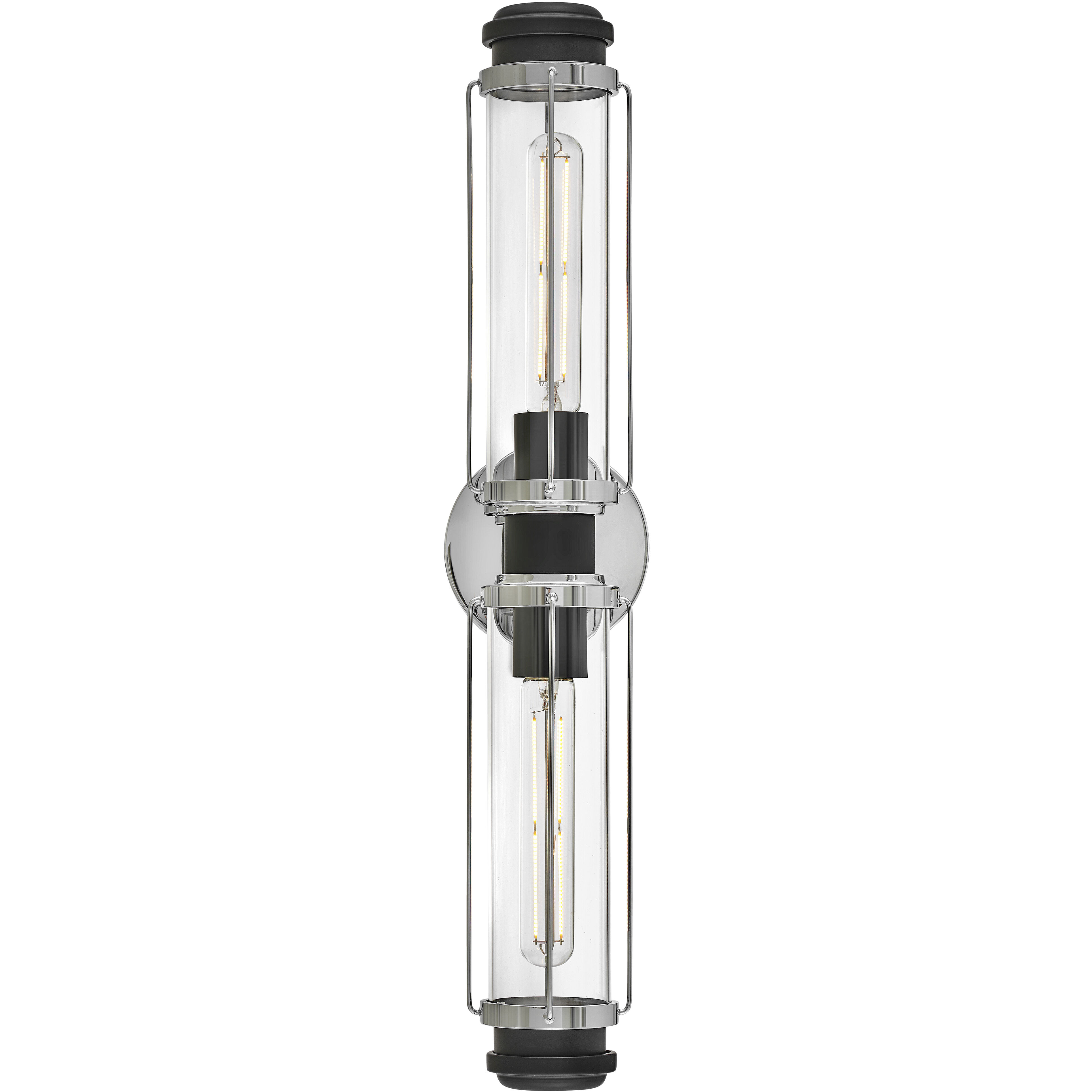 Masthead 2 Light 24 inch Chrome with Black Vanity Light Wall Light