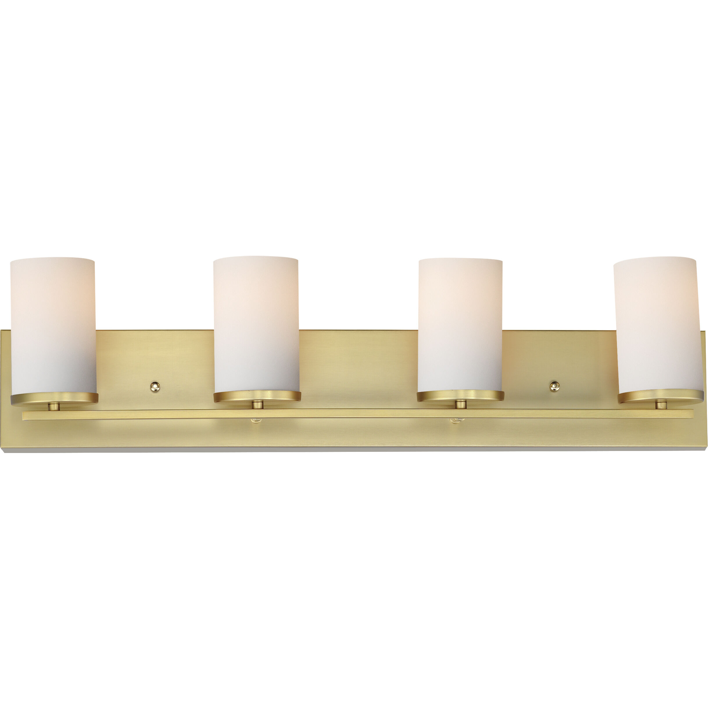Lateral 4 Light 30 inch Satin Brass Bath Vanity Wall Light in Satin White