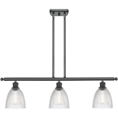 Ballston Castile 3 Light 36 inch Matte Black Island Light Ceiling Light in Clear Glass, Ballston