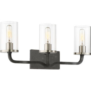 Sherwood 3 Light 24 inch Iron Black and Brushed Nickel Accents Vanity Light Wall Light