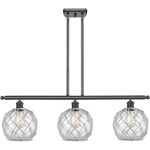Ballston Farmhouse Rope Island Light Ceiling Light in Oil Rubbed Bronze, Clear Glass with White Rope, Ballston