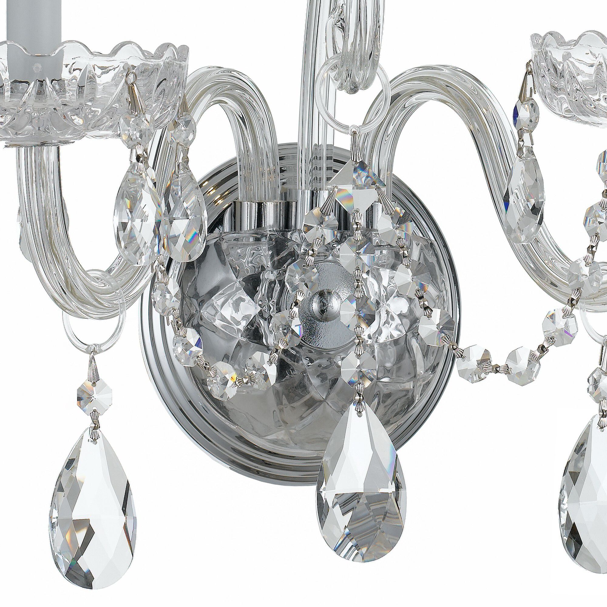 Traditional Crystal Sconce Wall Light in Clear Hand Cut, Polished Chrome