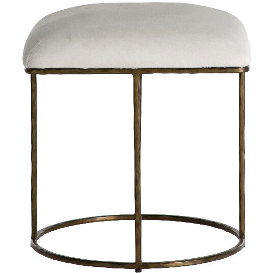 Lucas 19 inch Antique Aged Brass / Natural Ivory Hide Bar Counter Stool