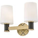 Declan 2 Light 15 inch Heritage Brass with Black Oxide Bath Light Wall Light