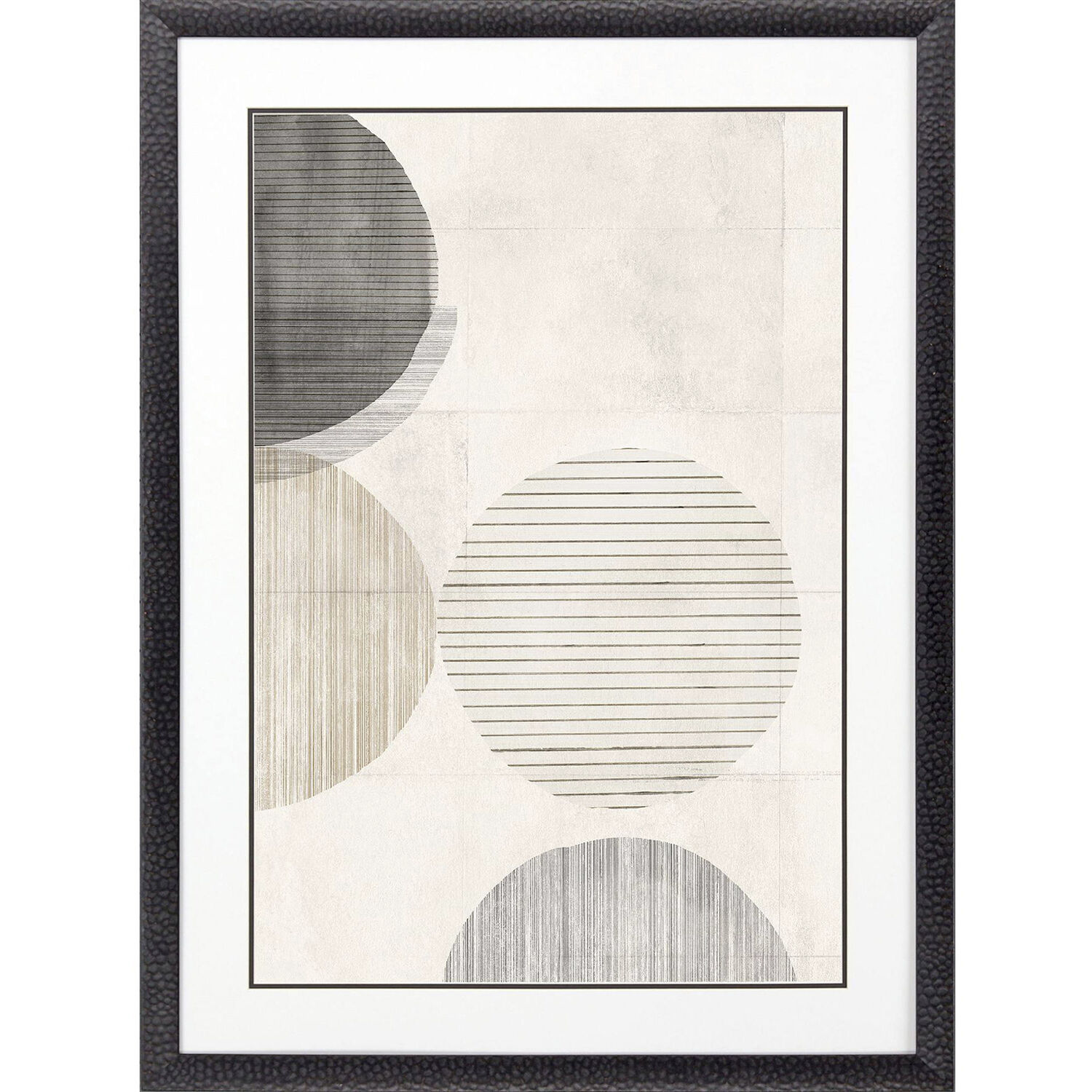 Stitched Spheres Gray and Black and Beige and Neutral Framed Art