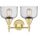 Caden 2 Light 17 inch Satin Brass Bath Vanity Light Wall Light in Seedy Glass