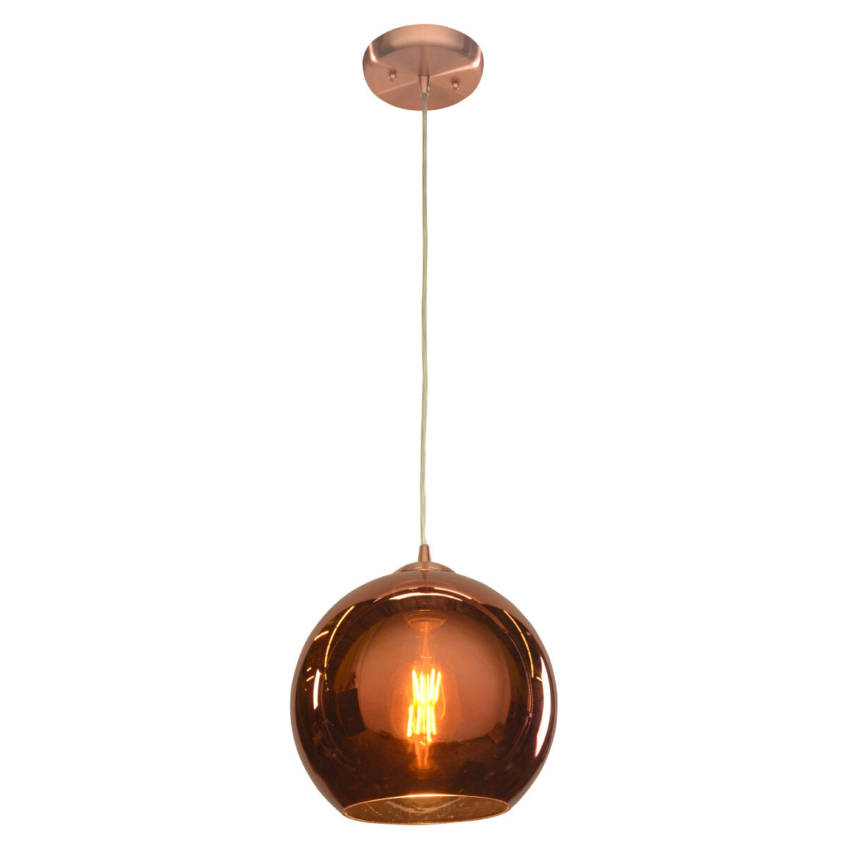 Glow 1 Light 10 inch Brushed Copper Pendant Ceiling Light