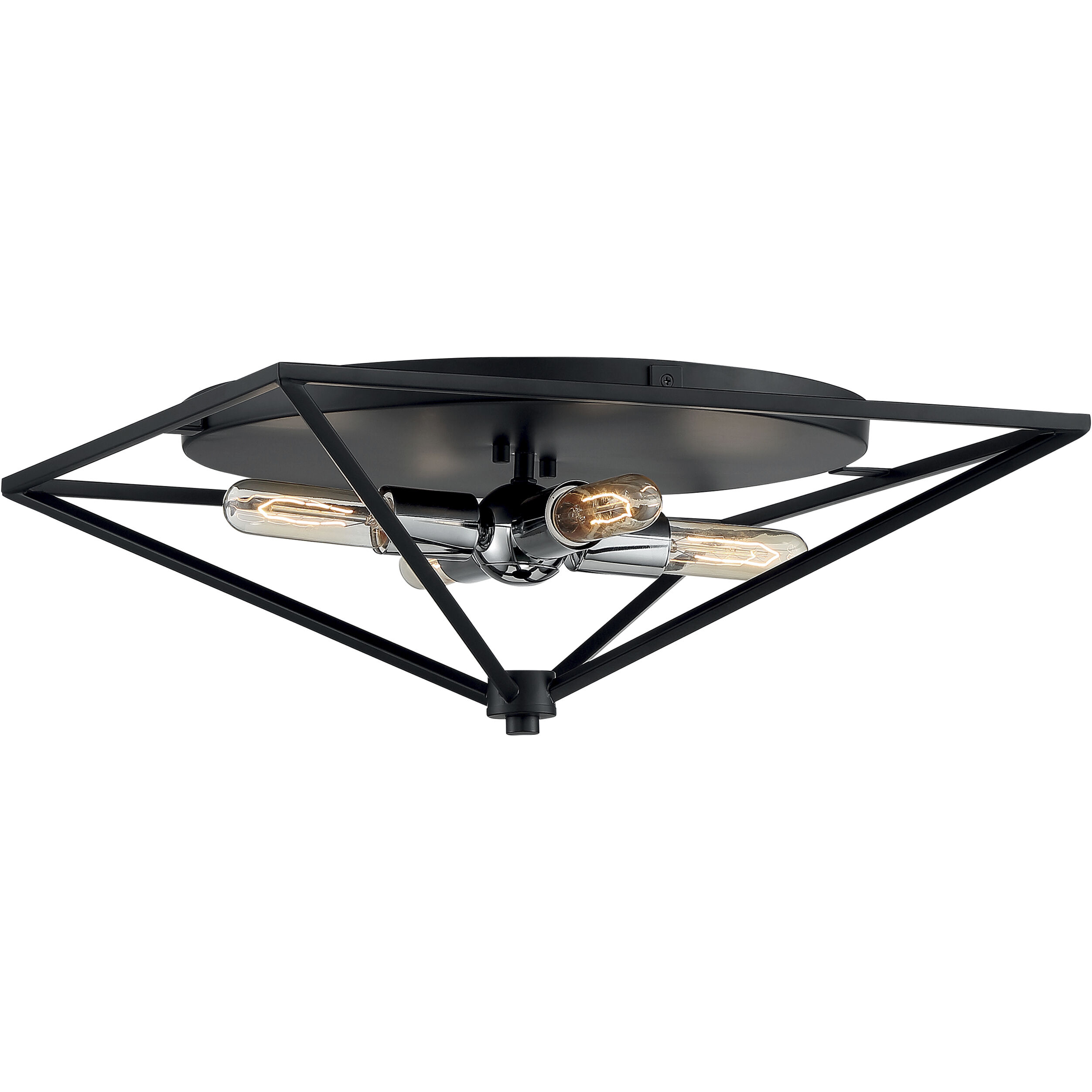 Legend 4 Light 19 inch Black and Polished Nickel Flush Mount Fixture Ceiling Light