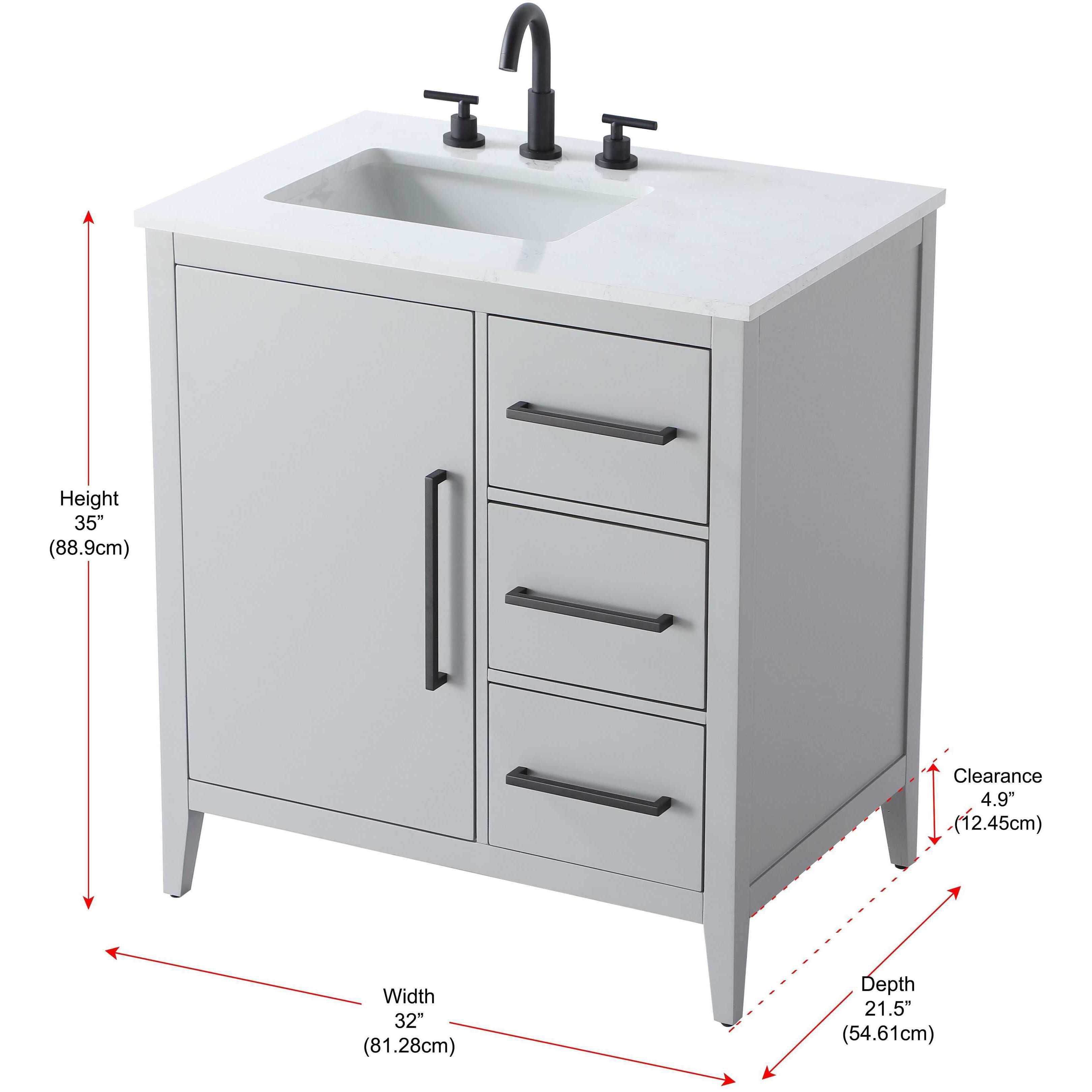 Millie 32 X 35 inch Grey Bathroom Vanity Cabinet