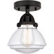 Nouveau 2 Olean LED 7 inch Matte Black Semi-Flush Mount Ceiling Light in Clear Glass
