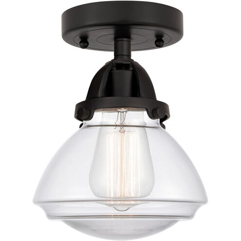 Nouveau 2 Olean LED 7 inch Matte Black Semi-Flush Mount Ceiling Light in Clear Glass