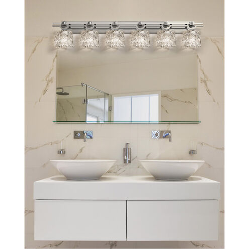 Argyle 6 Light 59 inch Brushed Nickel Vanity Light Wall Light in Whitewash (Veneto Luce), Square with Rippled Rim, Incandescent